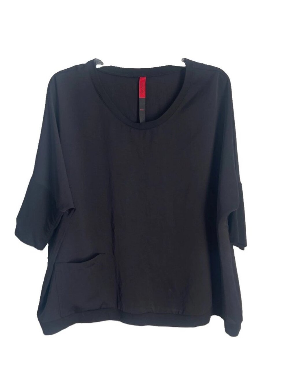Blanque Black Dolman Sleeve Top Lagenlook Pocket Women's